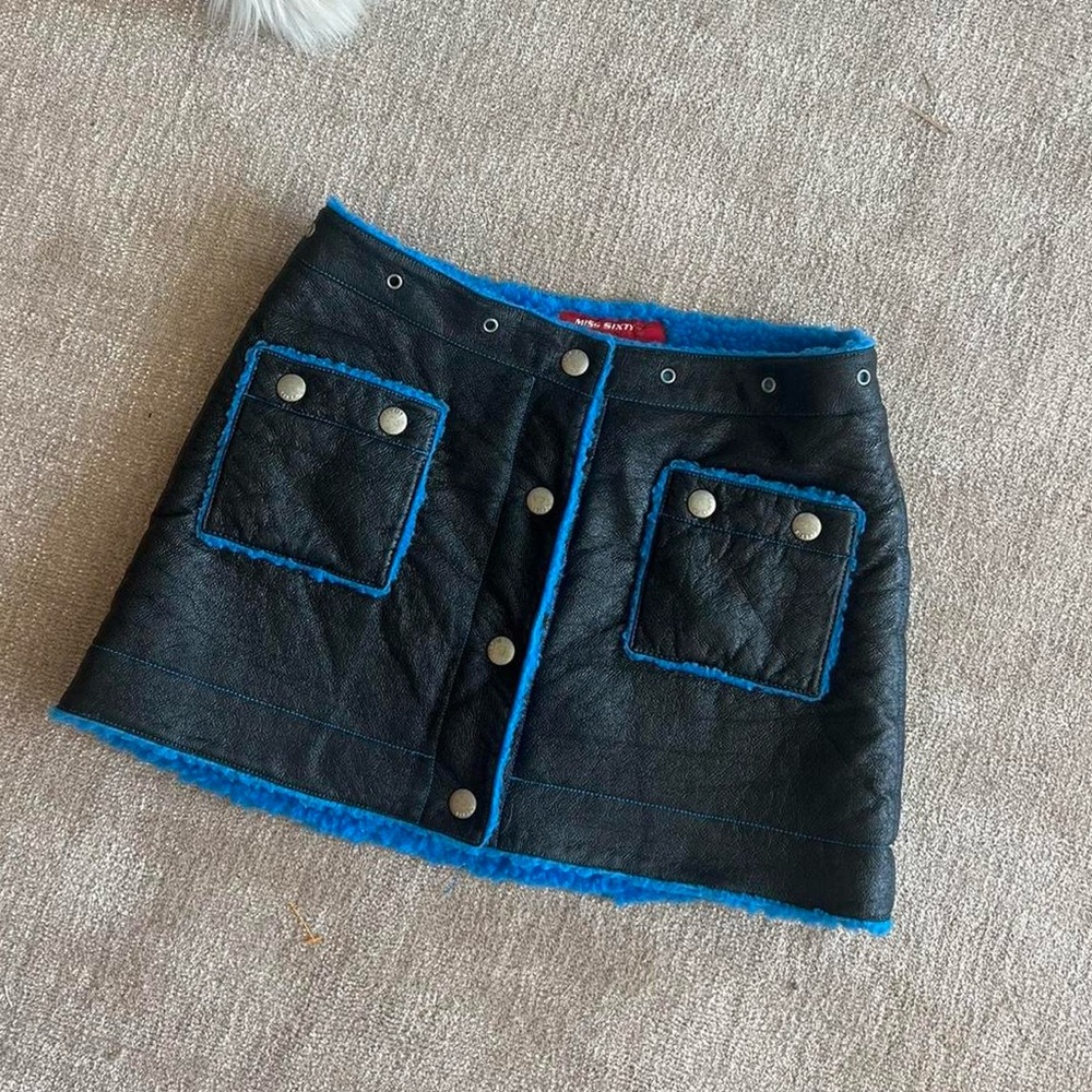 Miss Sixty blue fleece lined vintage mini skirt